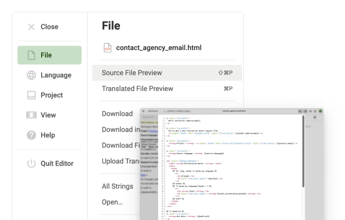 Screenshot of the Crowdin editor's quality assurance checks for translations.