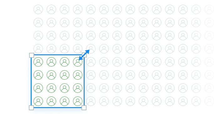 Illustration representing the scalability of Crowdin Enterprise for growing teams.