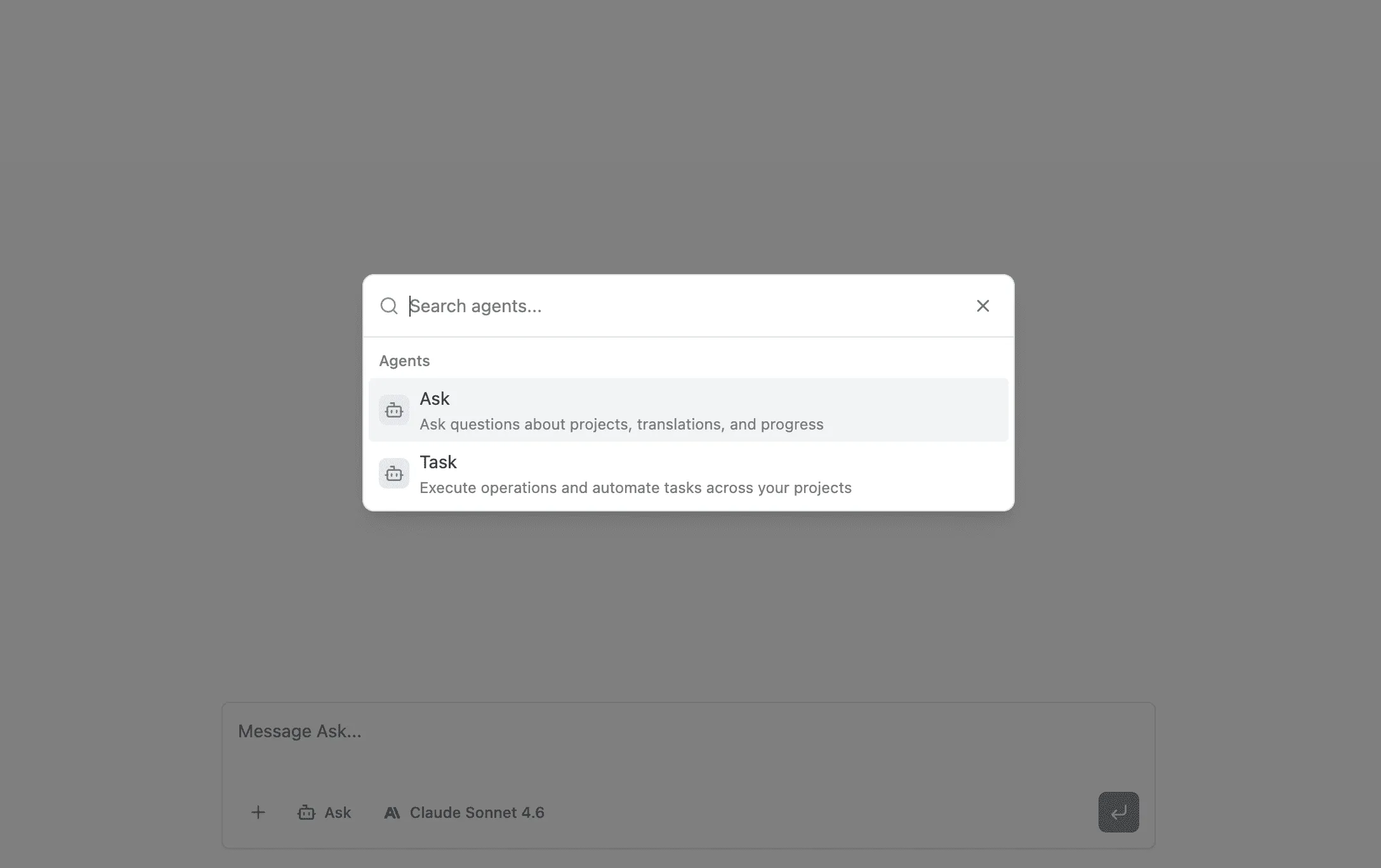 Ask and Task agents in Crowdin Copilot