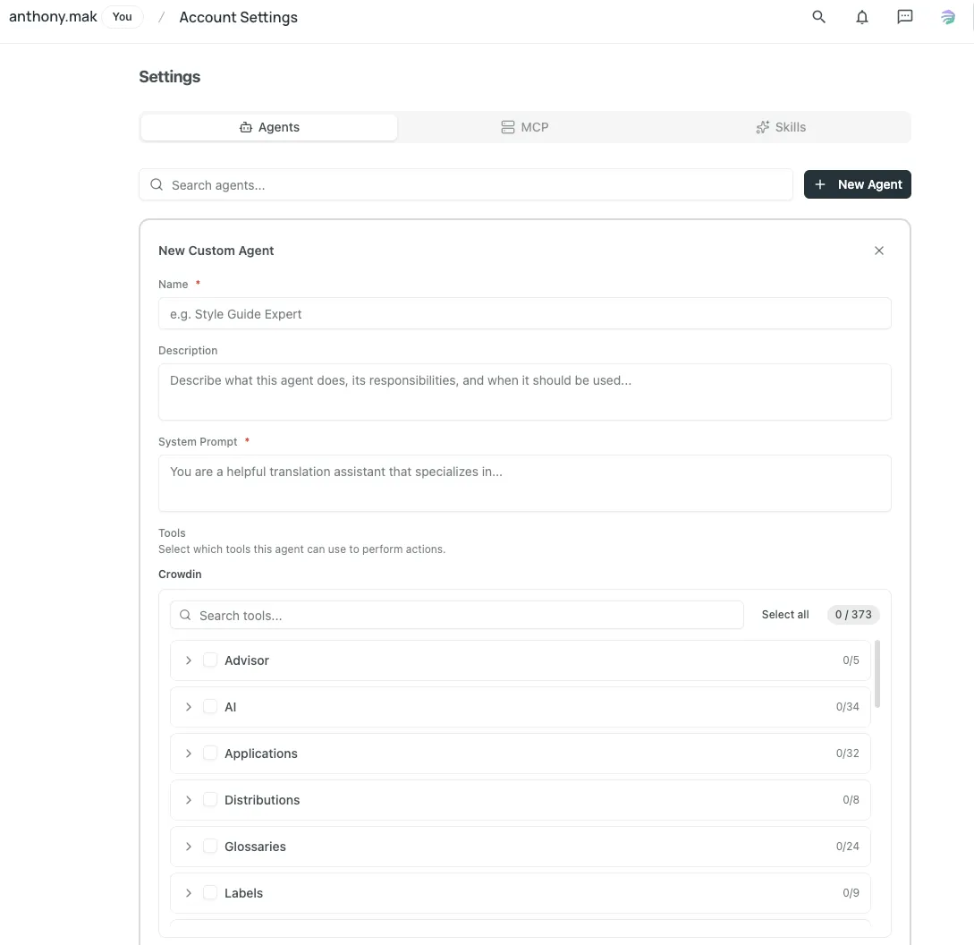 Create custom agents in Crowdin Copilot