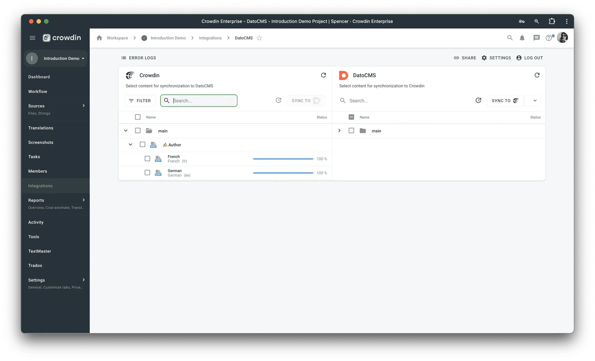 Crowdin x DatoCMS connector