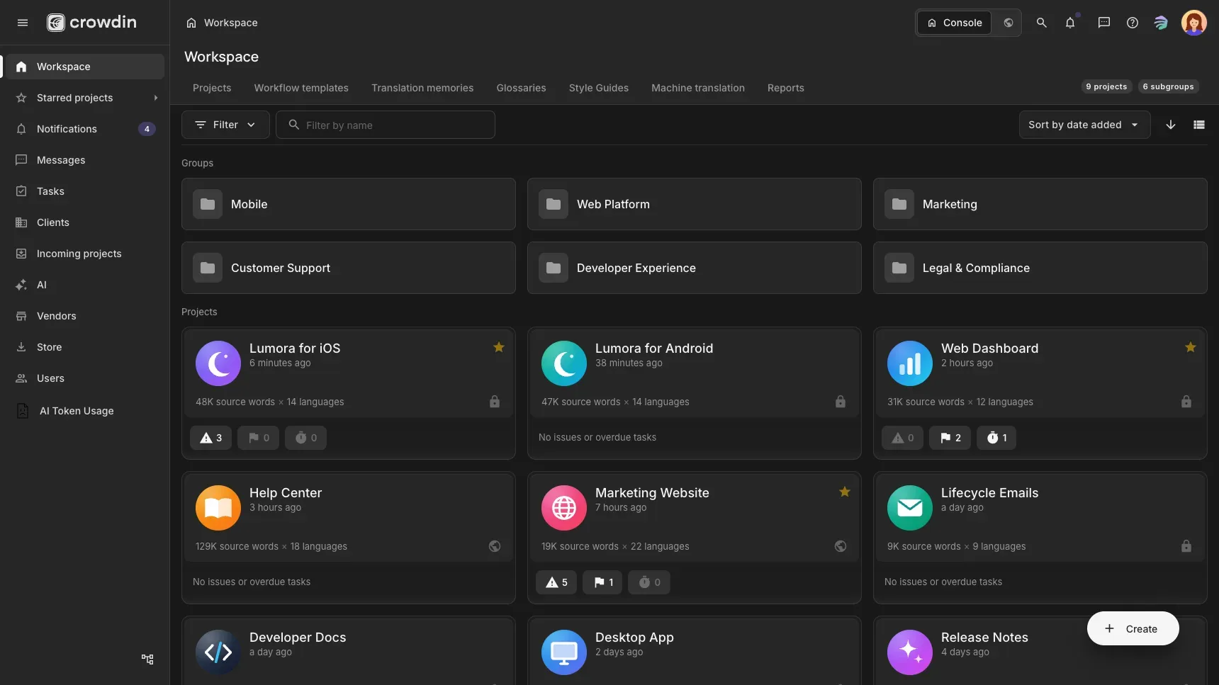 Crowdin Enterprise Workspace