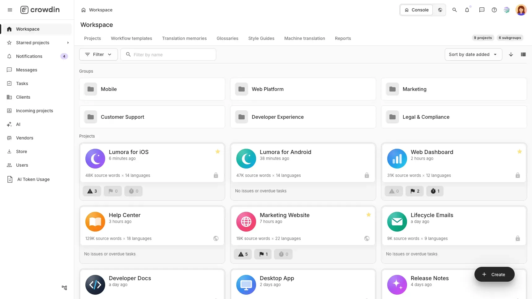 Crowdin Enterprise Workspace