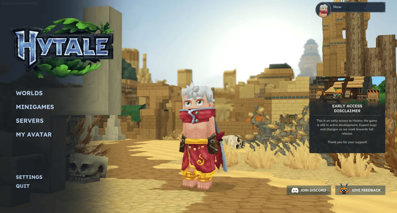 Hytale interface in Brazilian Portuguese