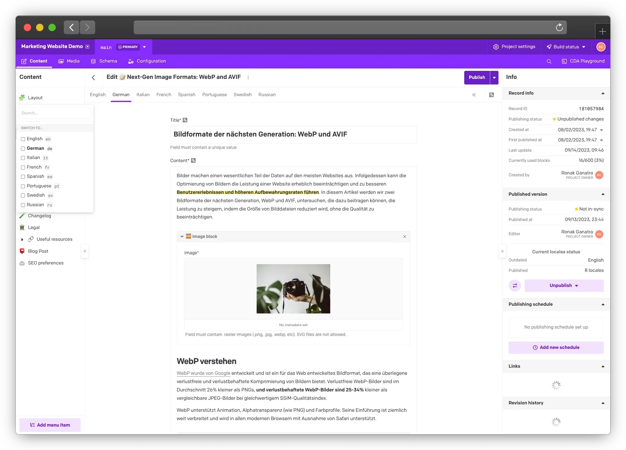 Multilingual content in DatoCMS