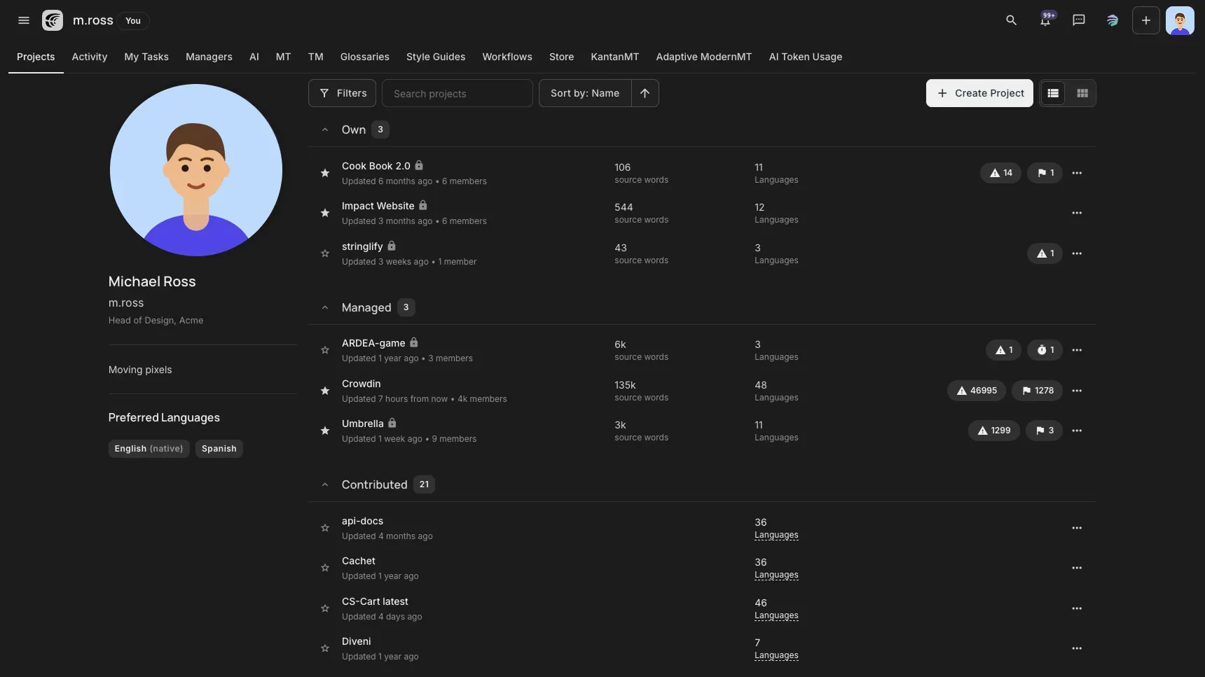 Crowdin.com UI