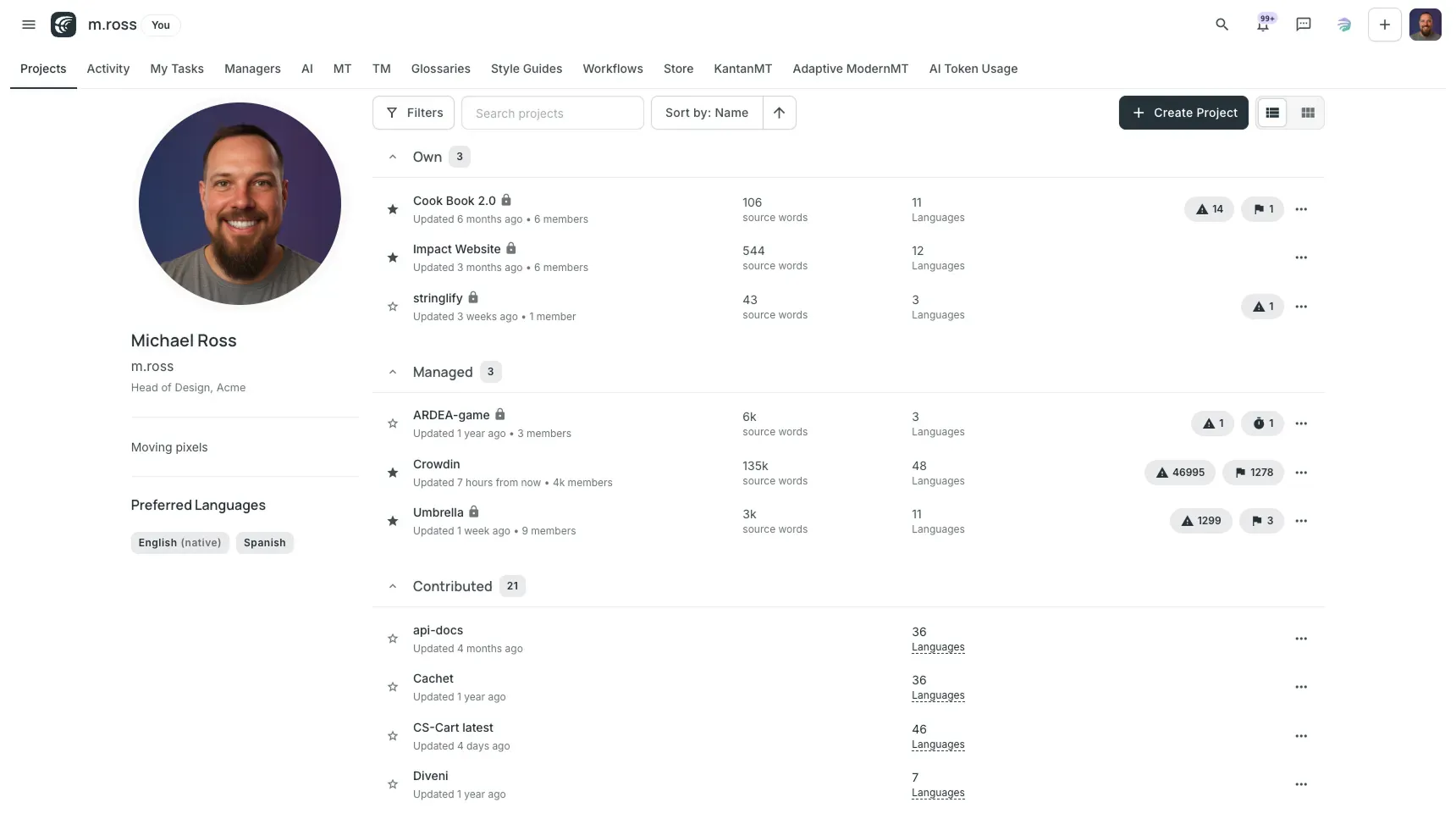 Crowdin.com UI