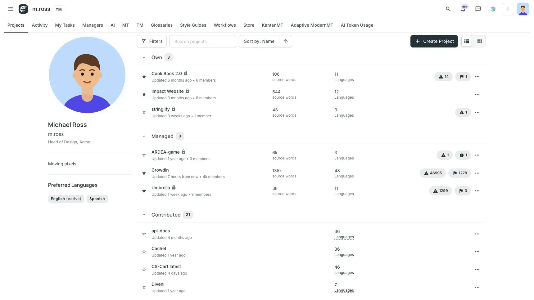 Crowdin.com UI