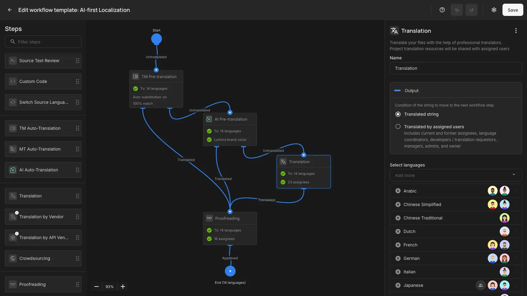 Crowdin Enterprise Workflow Editor