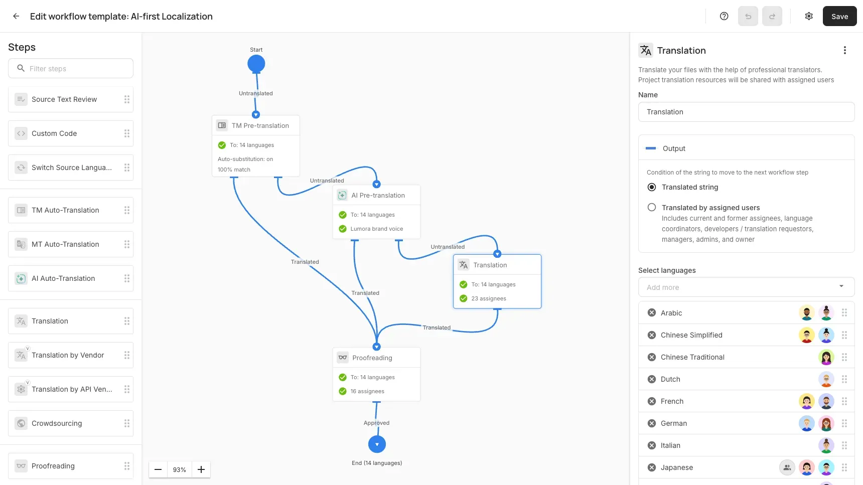 Crowdin Enterprise Workflow Editor